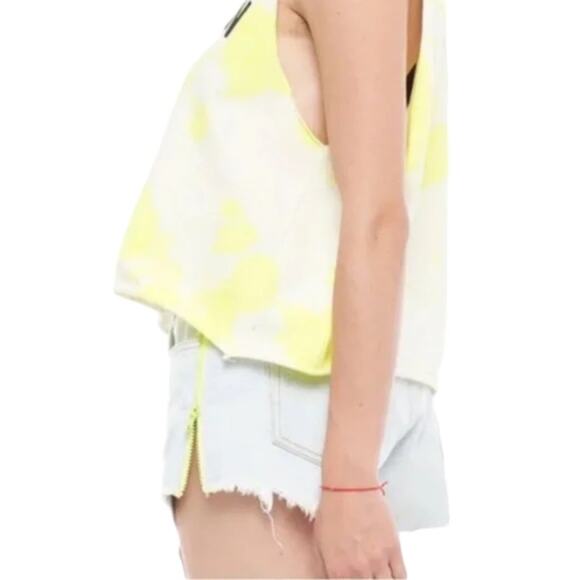 Free People x Sandrine Rose Distressed Denim Shorts with Yellow Zippers - Picture 4 of 14